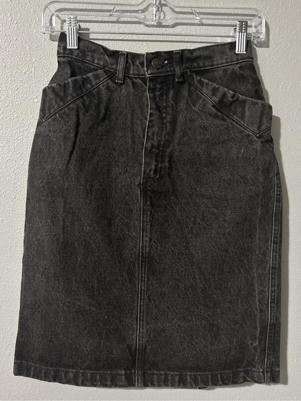 GAP WORK FORCE Vintage Black Denim Skirt Size 4 Women's 25” Waist Western EUC
